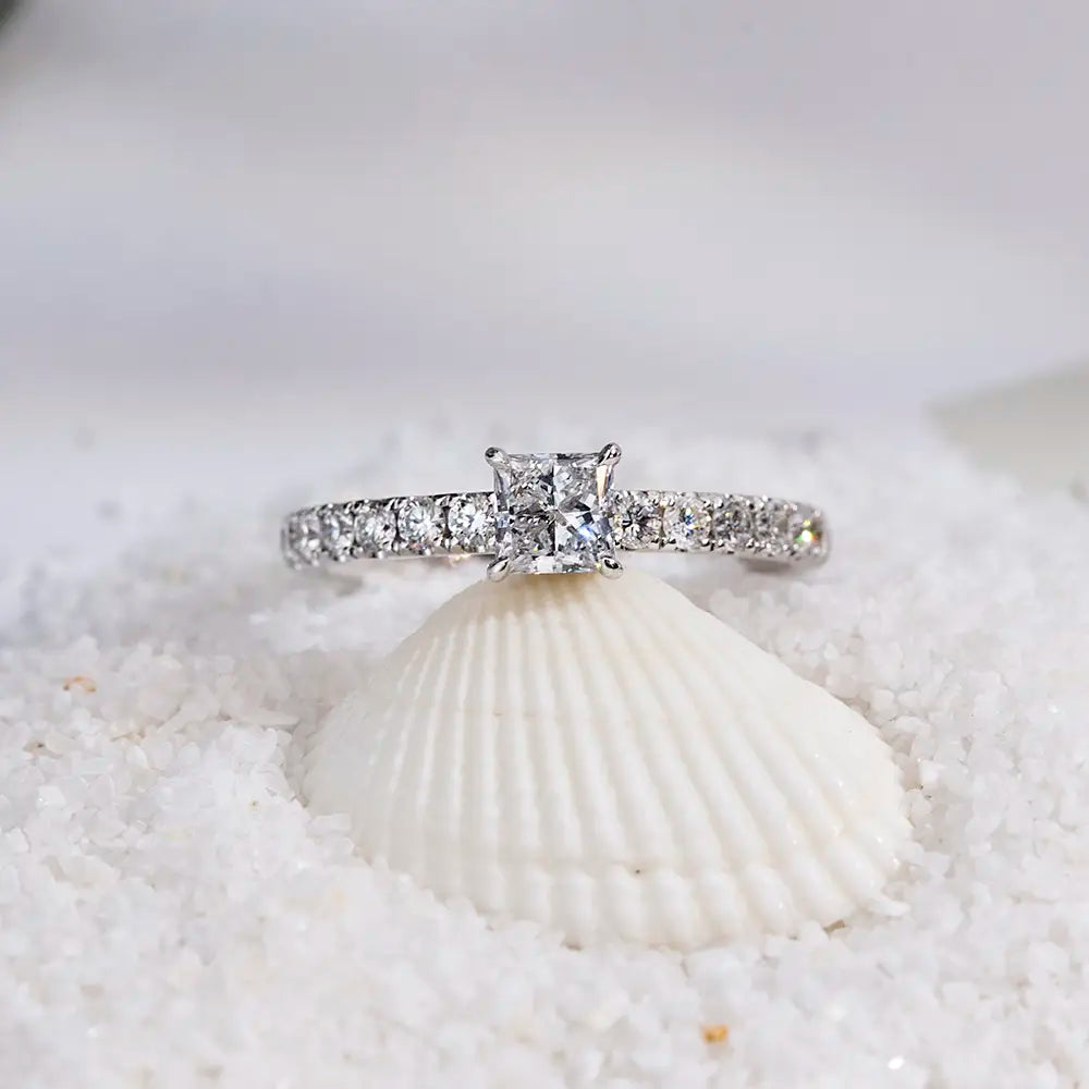 Eco-1700 | Square Princess-Cut Lab Diamond Halo Ring in 18K Gold  By Ecogemma