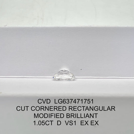 Lab Diamond 1.05CT D VS1 Radiant Cut Cornered Rectangular Modified Brilliant EX EX CVD LG637471751