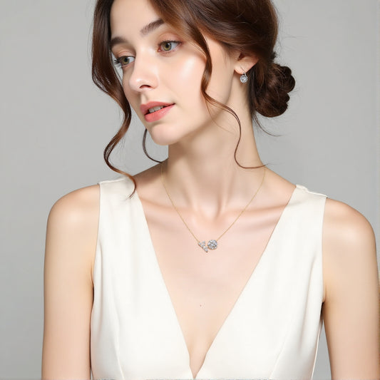 Econ-917 "Initial Spark" Lab-Grown Diamond Monogram Pendant Necklace