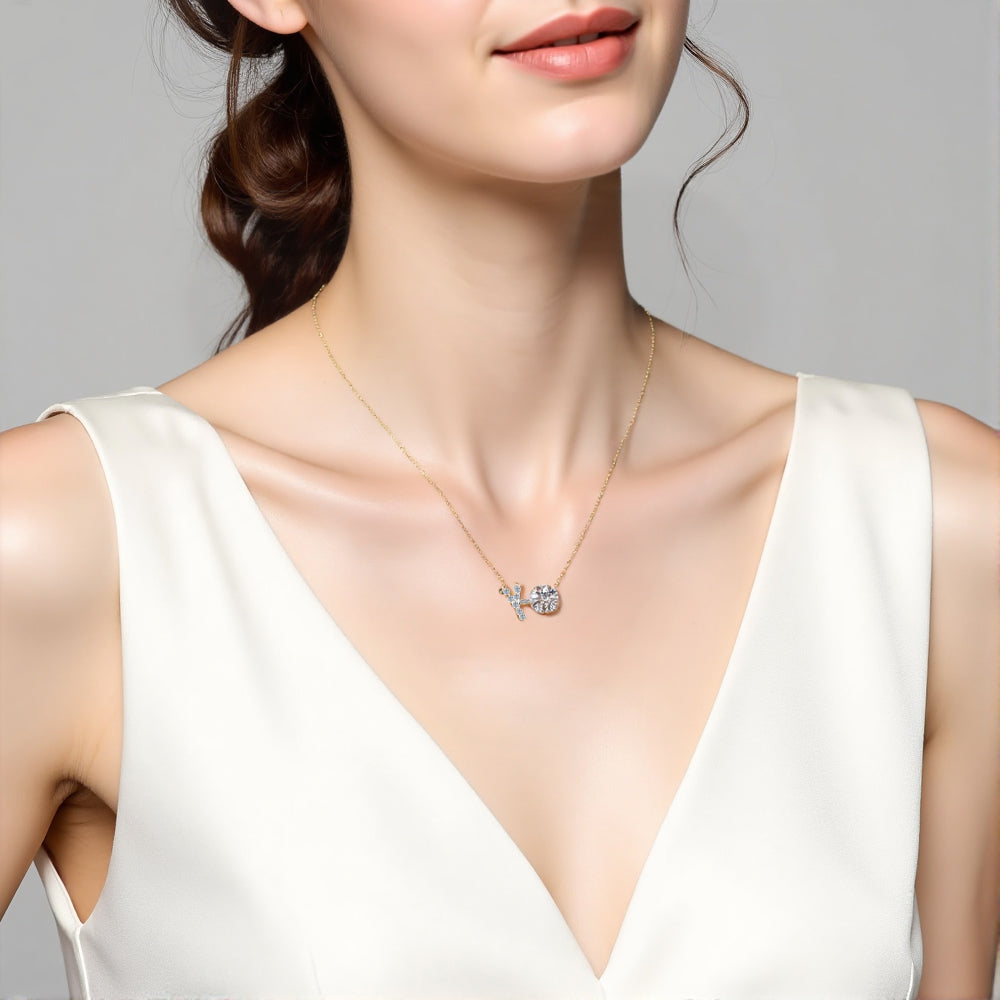 Econ-917 "Initial Spark" Lab-Grown Diamond Monogram Pendant Necklace