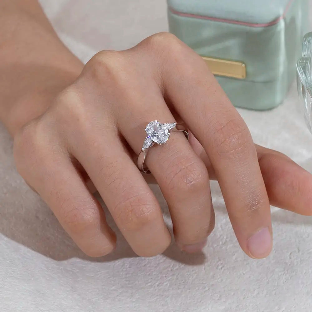 Eco-1697 | Three-Stone Lab Diamond Ring in 18K White Gold  By Ecogemma
