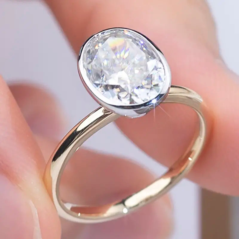 Eco-1296 | 2.2ct Oval Lab Diamond Ring in 14K Yellow Gold  By Ecogemma