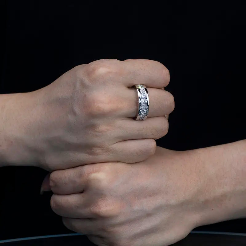 Eco-1387 | 18K White Gold Lab-Grown Diamond Men’s Ring