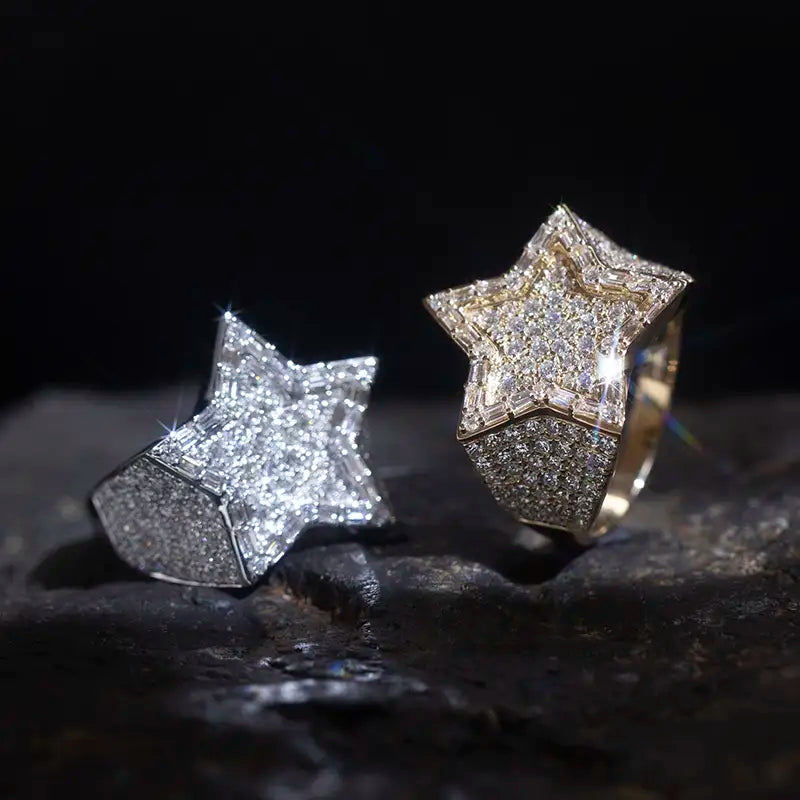 Eco-793 Star-Shaped Lab-Grown Diamond Ring in 18K Gold – Men’s Signature Jewelry by Ecogemma