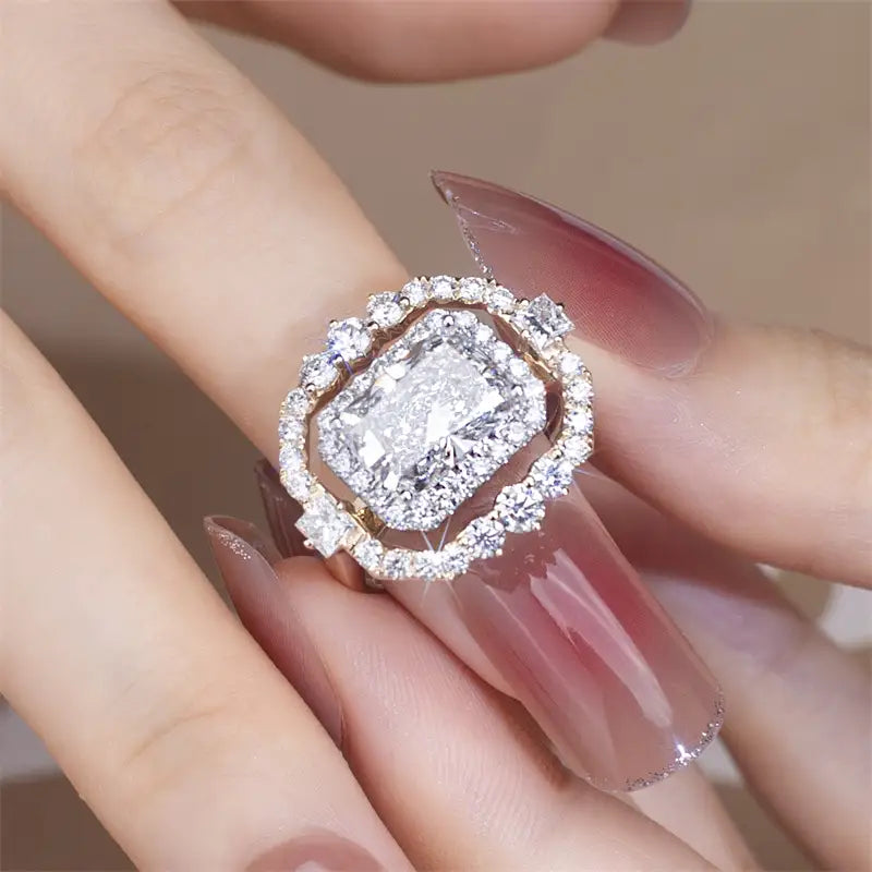 Eco-833 | 3.12ct Radiant-Cut Lab Diamond Ring in 14K Gold  By Ecogemma