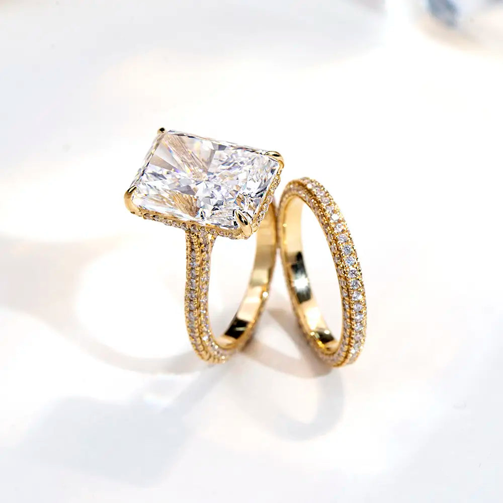 Eco-1808 | 18K Yellow Gold 10CT Radiant-Cut Lab Diamond Ring