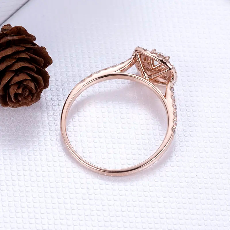 Eco-871 | 14K Gold Lab-Grown Diamond Halo Ring  By Ecogemma