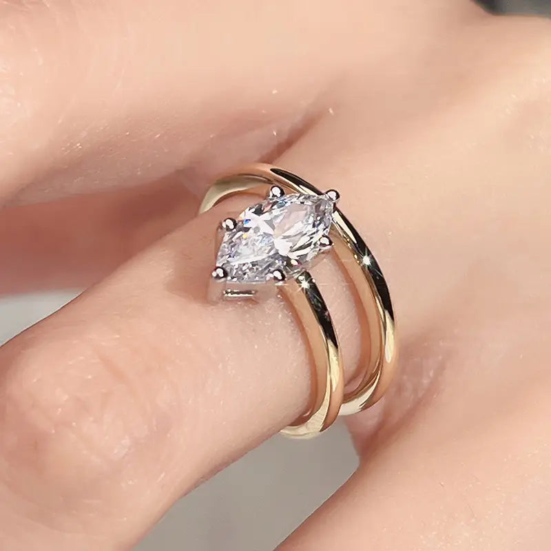 Eco-1139 | 14K Gold Open Bypass Ring with Lab-Grown Diamonds