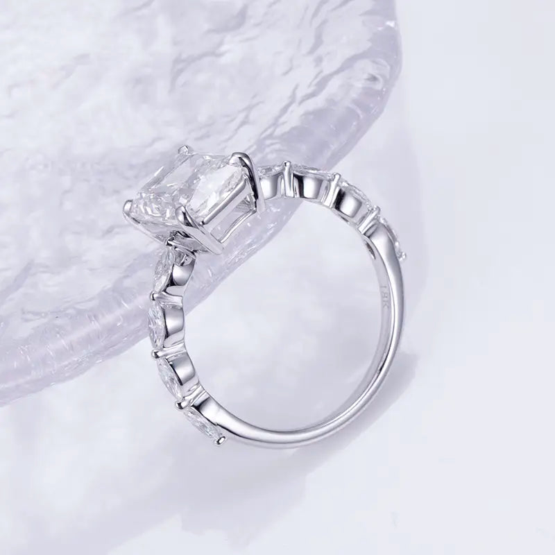 Eco-1304 | 18K White Gold 3.40CT Radiant-Cut Lab-Grown Diamond Ring