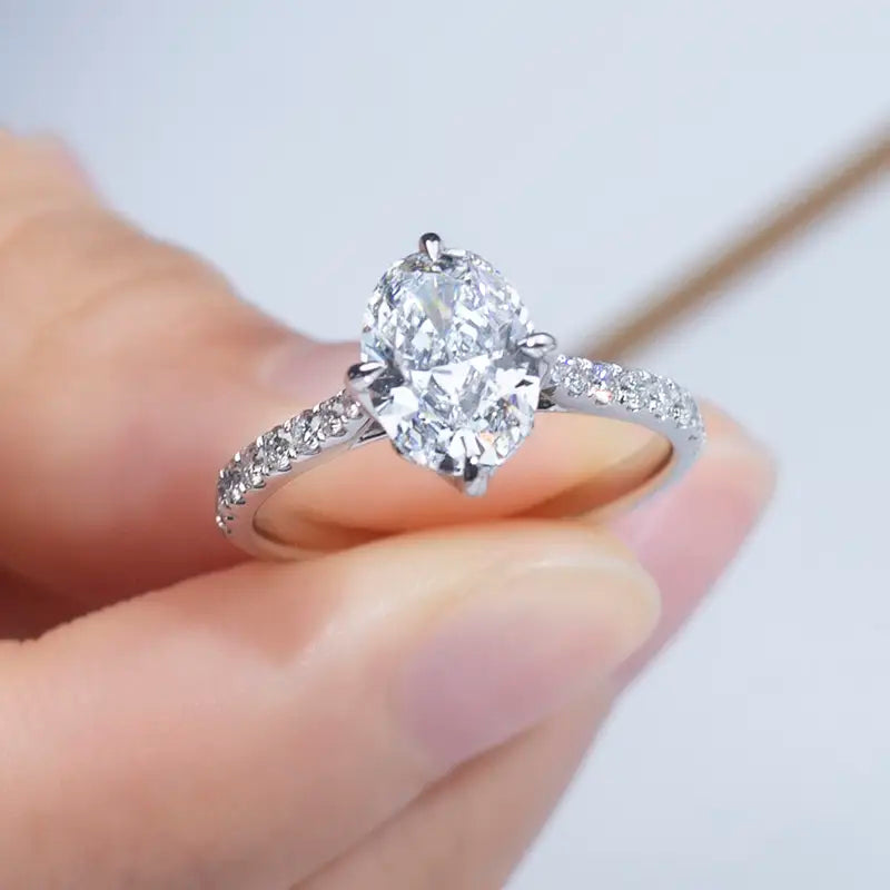 Eco-1416 | 18K White Gold Oval-Cut Lab-Grown Diamond Solitaire Ring