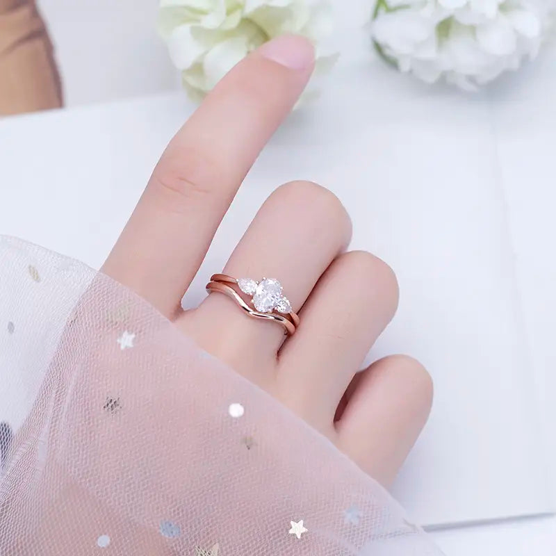 Eco-553 | 14K Rose Gold Moissanite Bypass Ring