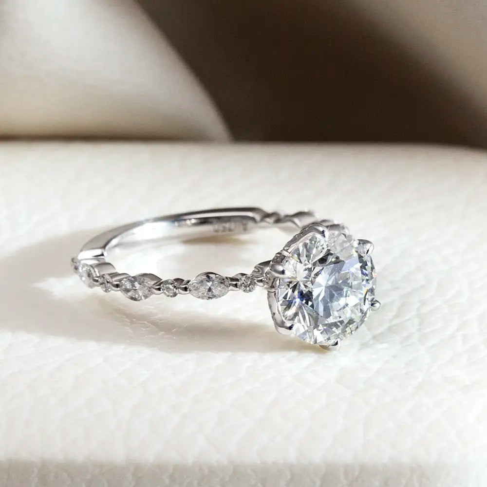 Eco-1662 | 18K White Gold 2.5CT Round-Cut Lab-Grown Diamond Engagement Ring