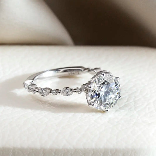 Eco-1662 | 18K White Gold 2.5CT Round-Cut Lab-Grown Diamond Engagement Ring
