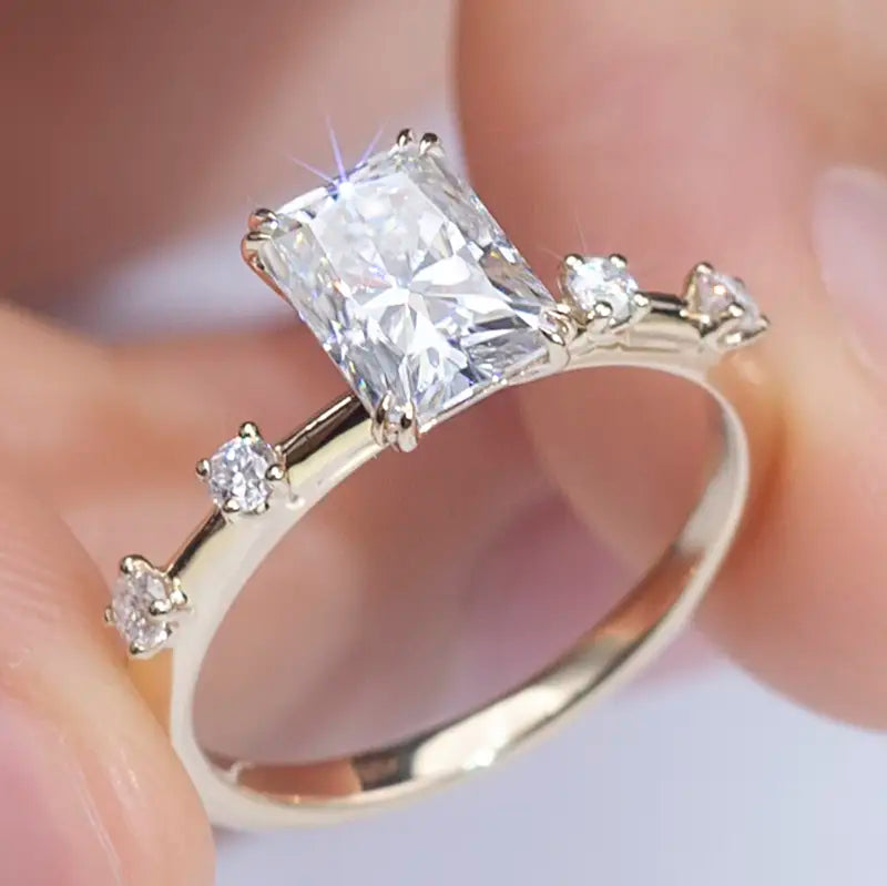 Eco-1320 | 1.2ct Radiant-Cut Lab Diamond Ring in 14K Yellow Gold  By Ecogemma