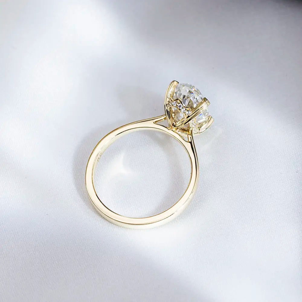 Eco-1811 | 9K Yellow Gold Oval Lab Diamond Ring