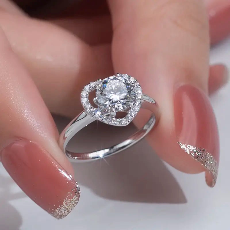 Eco-1108 “Heart For Love” 1CT D VS1 Lab-Grown Diamond Ring in 18K White Gold