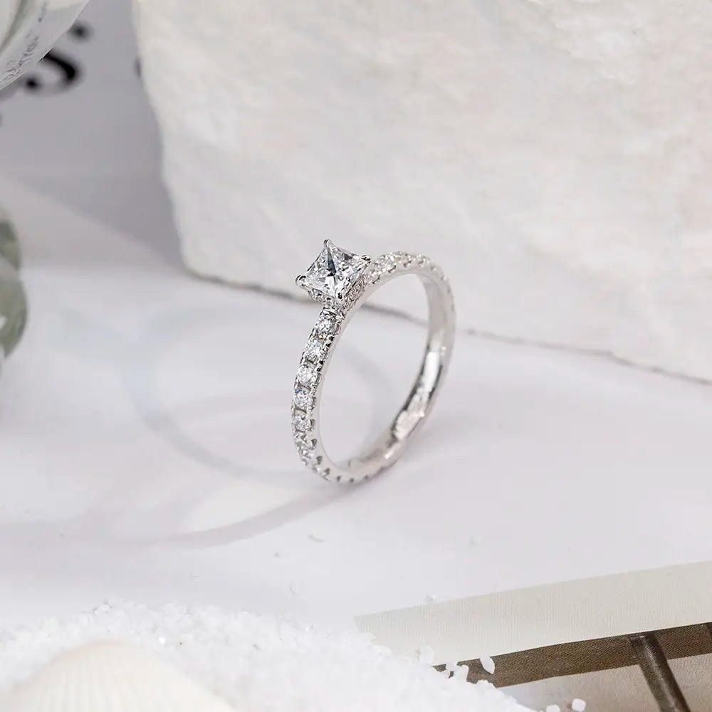Eco-1700 | Square Princess-Cut Lab Diamond Halo Ring in 18K Gold  By Ecogemma