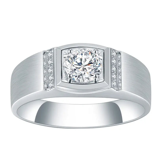 Eco-593 0.50CT Lab-Grown Diamond Ring in 18K White Gold – Men’s Signature Solitaire by Ecogemma