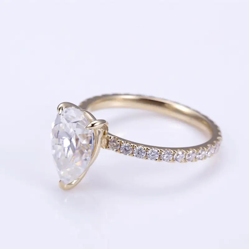 Eco-1429 2.21CT Pear-Shaped Lab-Grown Diamond Ring in 18K Yellow Gold – Certified by IGI