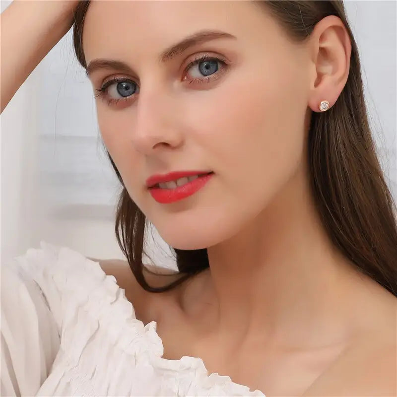 Ecoe-006 — The Horizon Glow Bezel Lab Diamond Stud Earrings