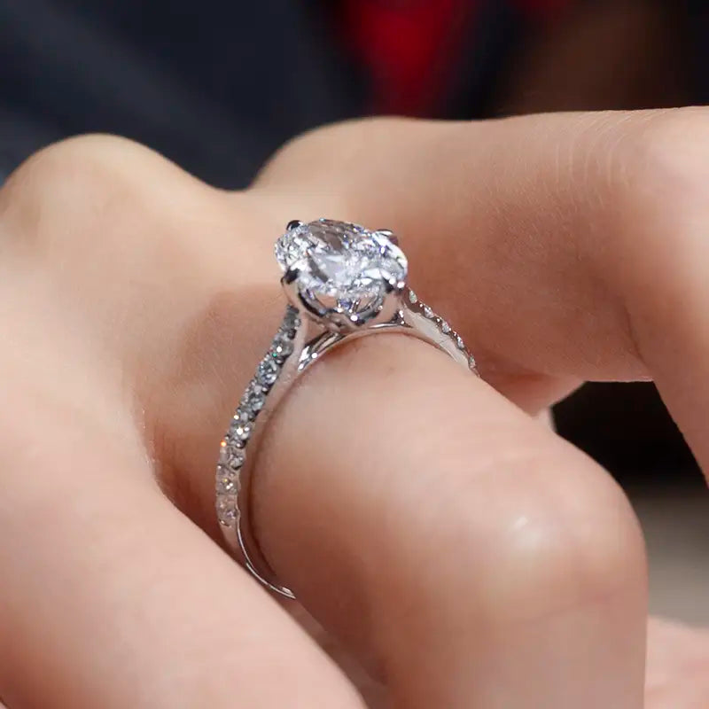 Eco-1416 | 18K White Gold Oval-Cut Lab-Grown Diamond Solitaire Ring