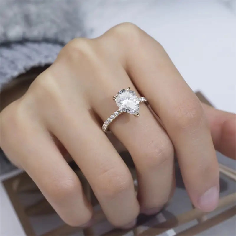 Eco-1429 | 2.21ct Pear-Cut Lab Diamond Solitaire Ring in 14K Gold  By Ecogemma