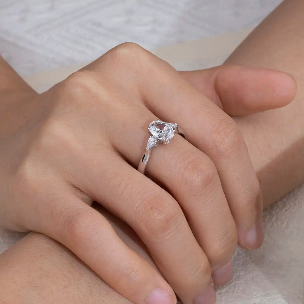 Eco-1697 | Three-Stone Lab Diamond Ring in 18K White Gold  By Ecogemma