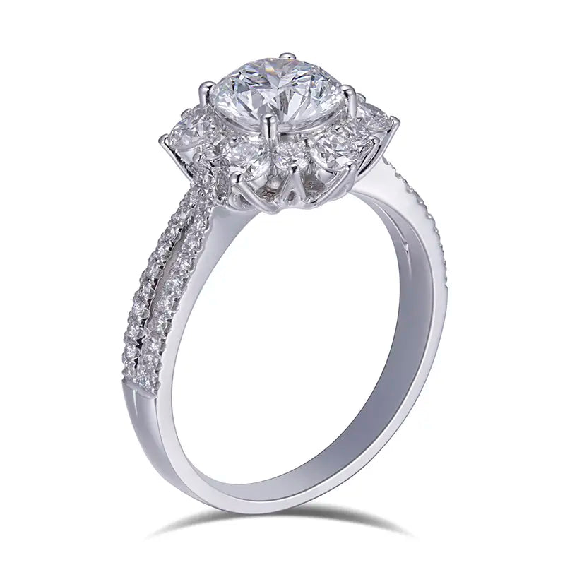 Eco-589 | 18K White Gold 1CT Round-Cut Lab-Grown Diamond Ring