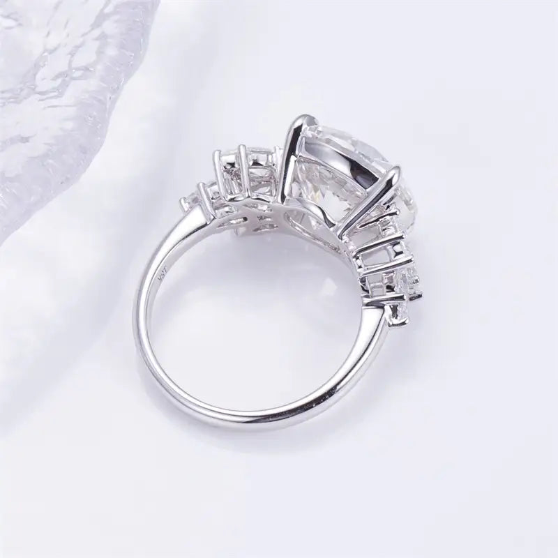 Eco-1447 | 18K White Gold 6CT Oval Lab-Grown Diamond Butterfly Ring