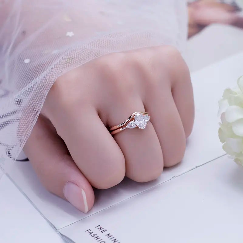 Eco-553 | 14K Rose Gold Moissanite Bypass Ring