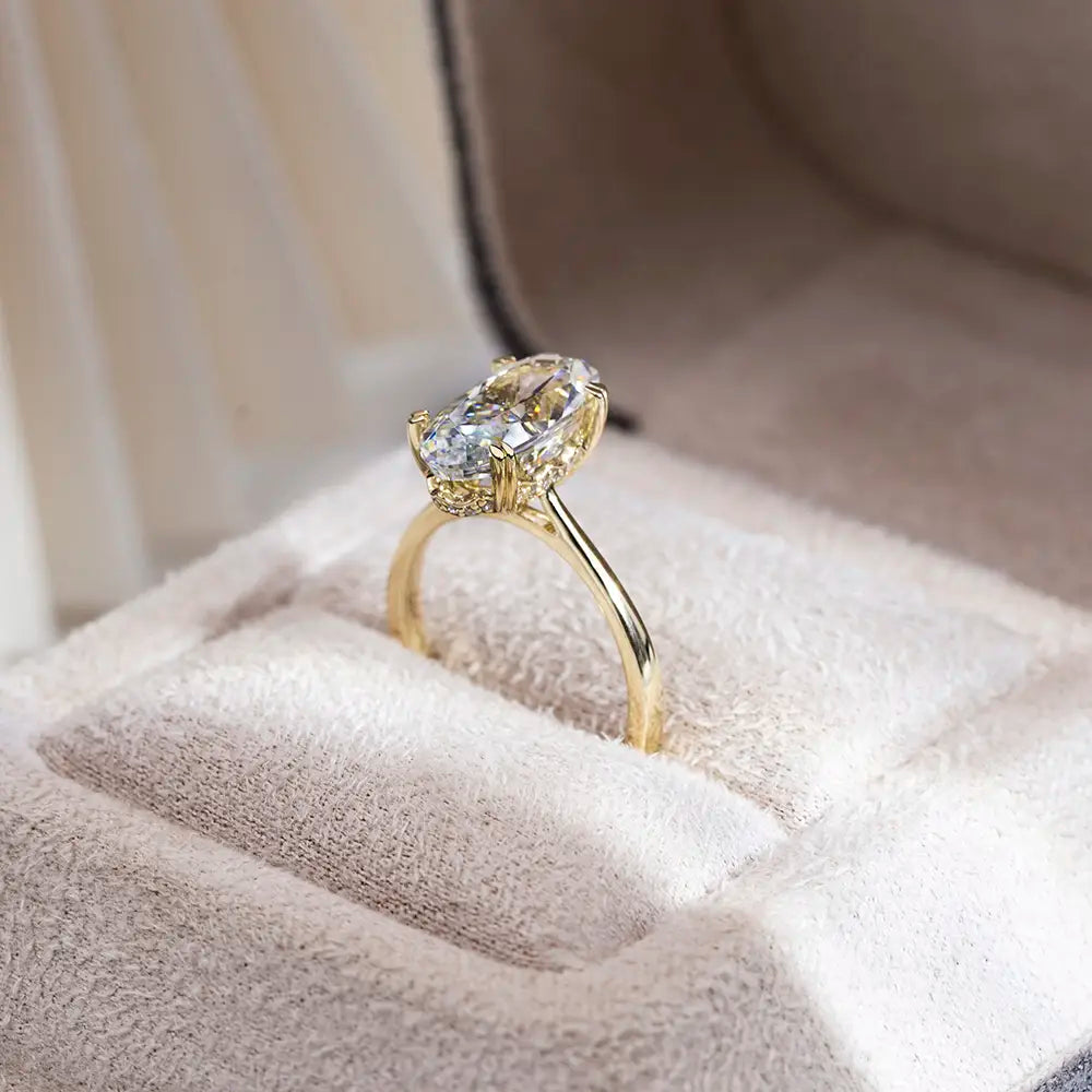 Eco-1811 | 9K Yellow Gold Oval Lab Diamond Ring