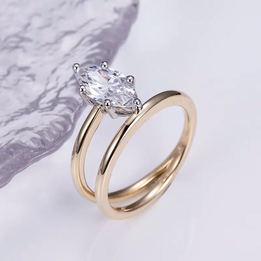 Eco-1139 | 14K Gold Open Bypass Ring with Lab-Grown Diamonds