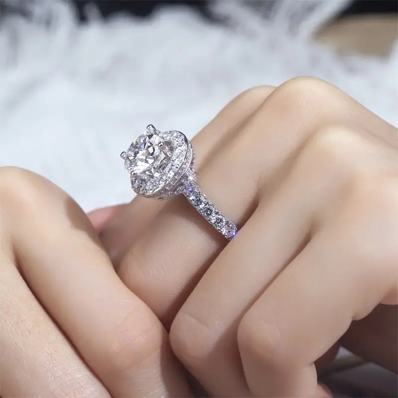 Eco-1443 | 18K White Gold 10CT Round-Cut Lab-Grown Diamond Ring