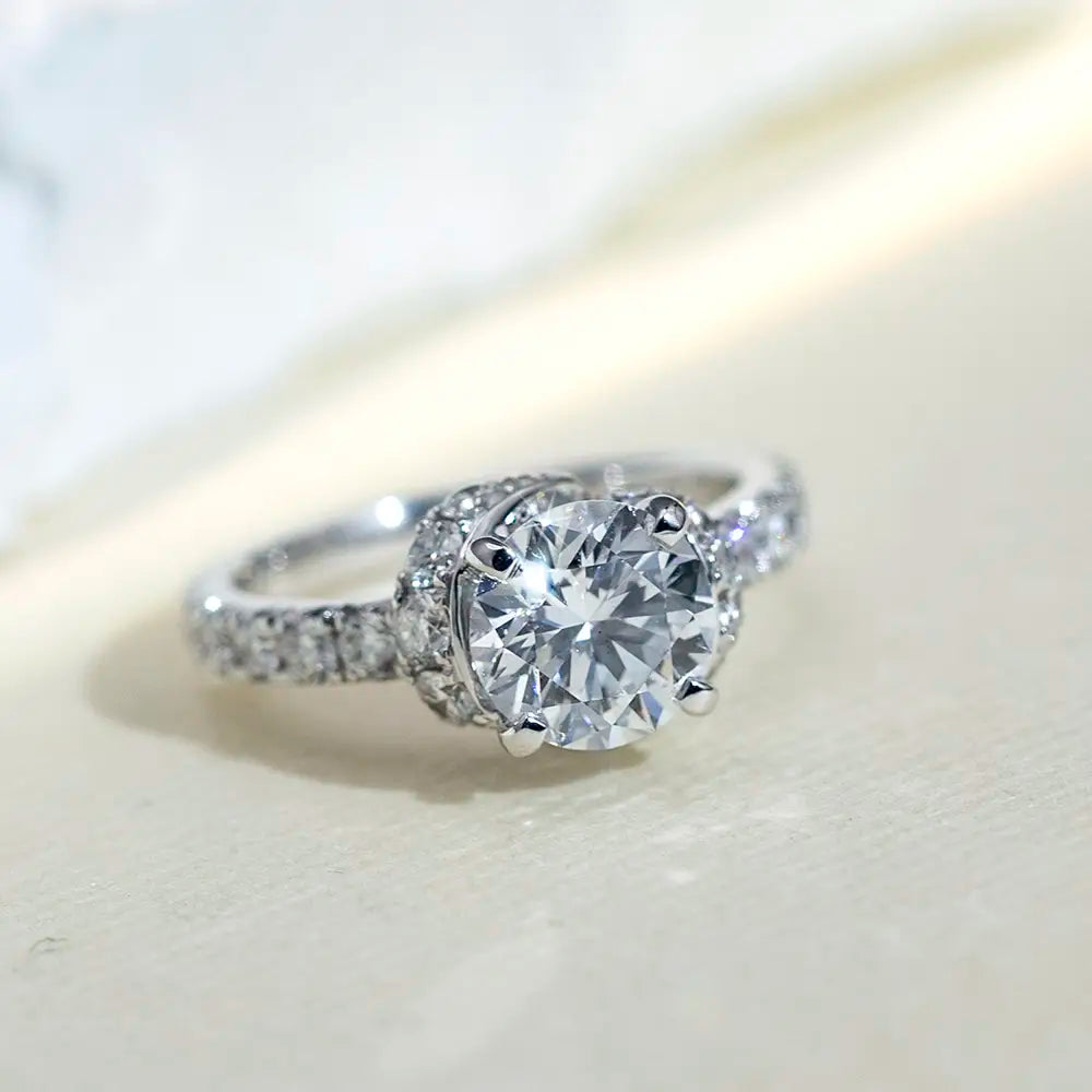 Eco-1660 | 0.5ct Round Lab Diamond Halo Engagement Ring in 18K Gold By Ecogemma