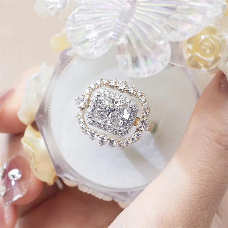 Eco-833 | 3.12ct Radiant-Cut Lab Diamond Ring in 14K Gold  By Ecogemma