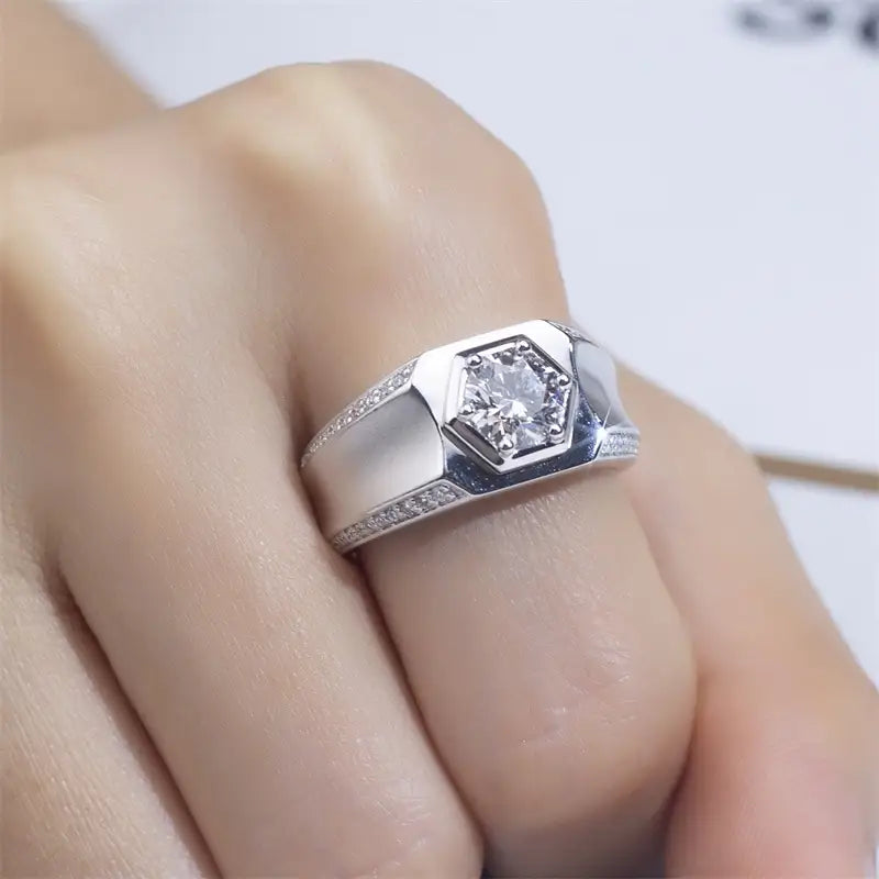 Eco-1448 | Men's Lab-Grown Diamond Ring in S925 Sterling Silver  By Ecogemma