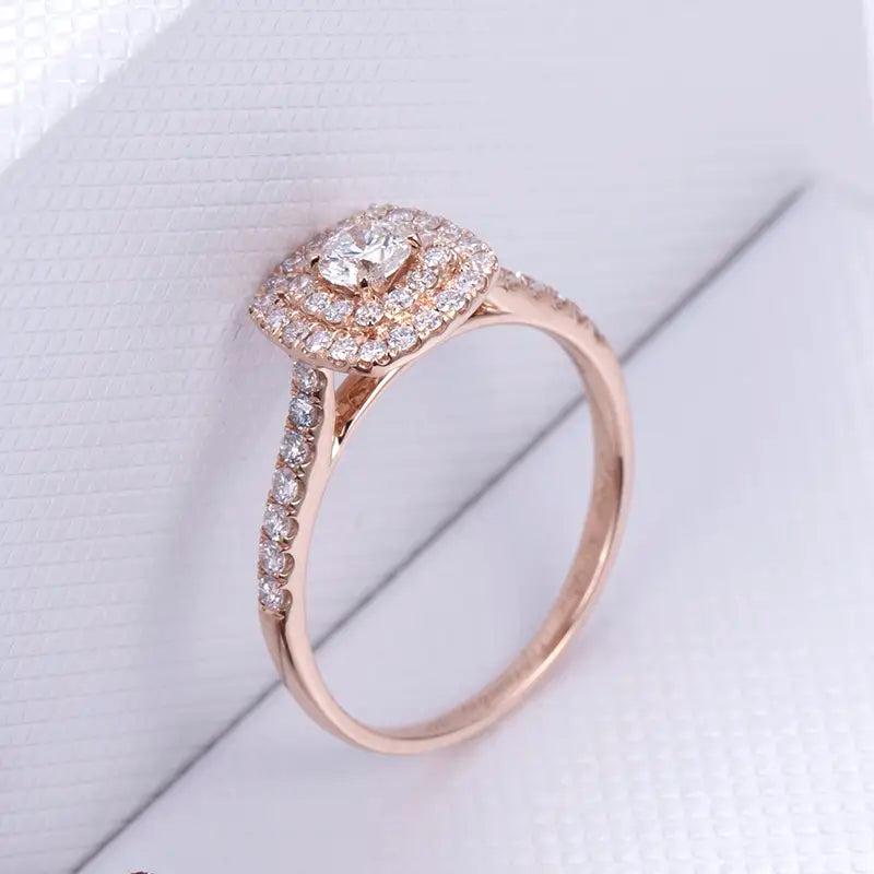 Eco-871 | 14K Gold Lab-Grown Diamond Halo Ring  By Ecogemma