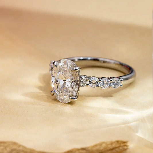Eco-1712 | 18K White Gold 2.5CT Oval-Cut Lab-Grown Diamond Engagement Ring