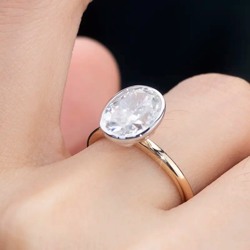 Eco-1296 | 2.2ct Oval Lab Diamond Ring in 14K Yellow Gold  By Ecogemma