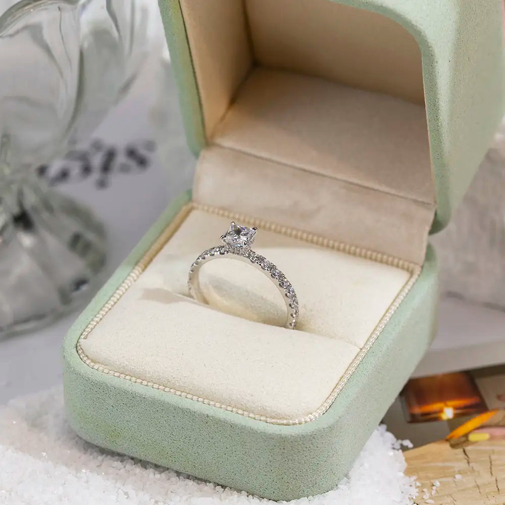 Eco-1700 | Square Princess-Cut Lab Diamond Halo Ring in 18K Gold  By Ecogemma