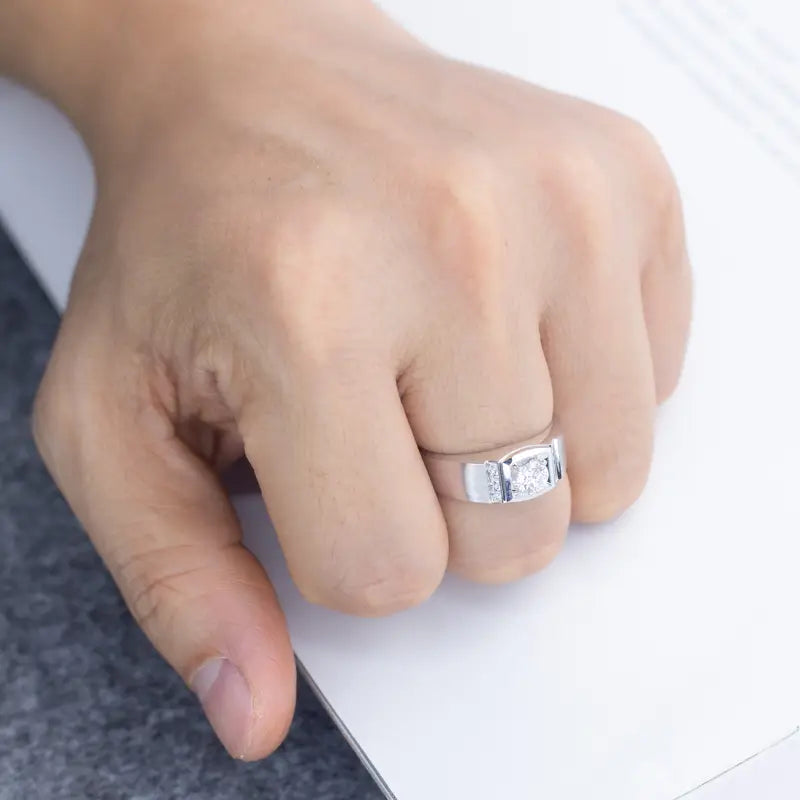 Eco-593 0.50CT Lab-Grown Diamond Ring in 18K White Gold – Men’s Signature Solitaire by Ecogemma