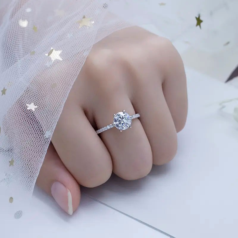Eco-557 | 14K White Gold DEF VVS Moissanite Eternity Ring