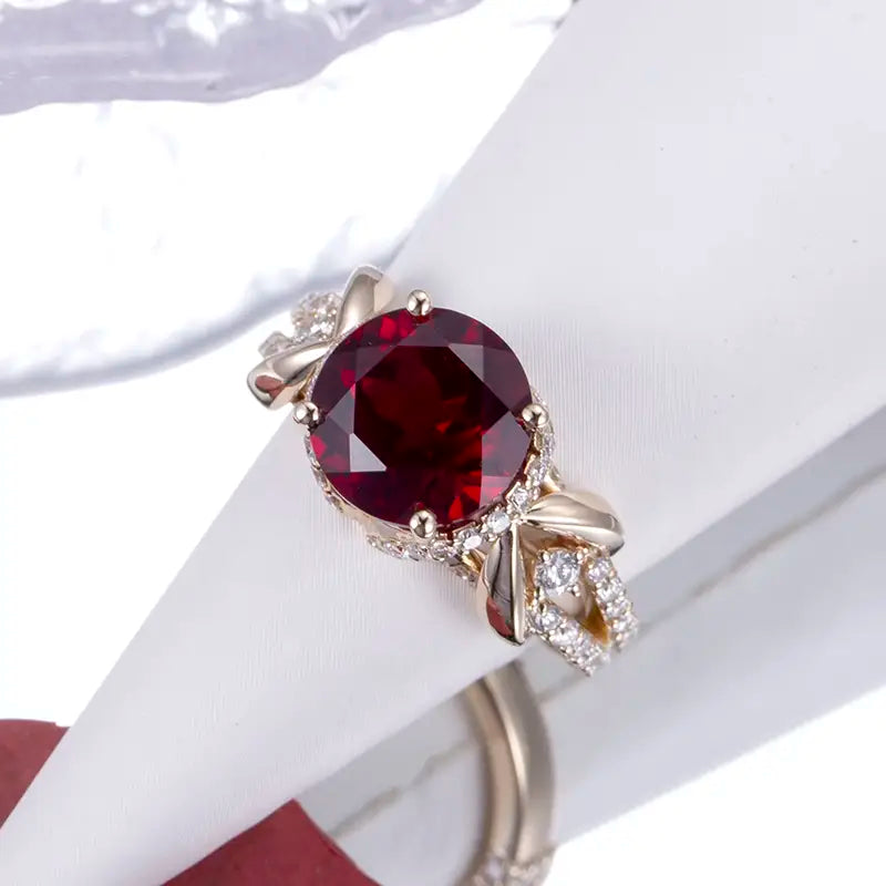 Eco-816 | 14K Ruby &amp; DEF Lab Diamond Ring  By Ecogemma