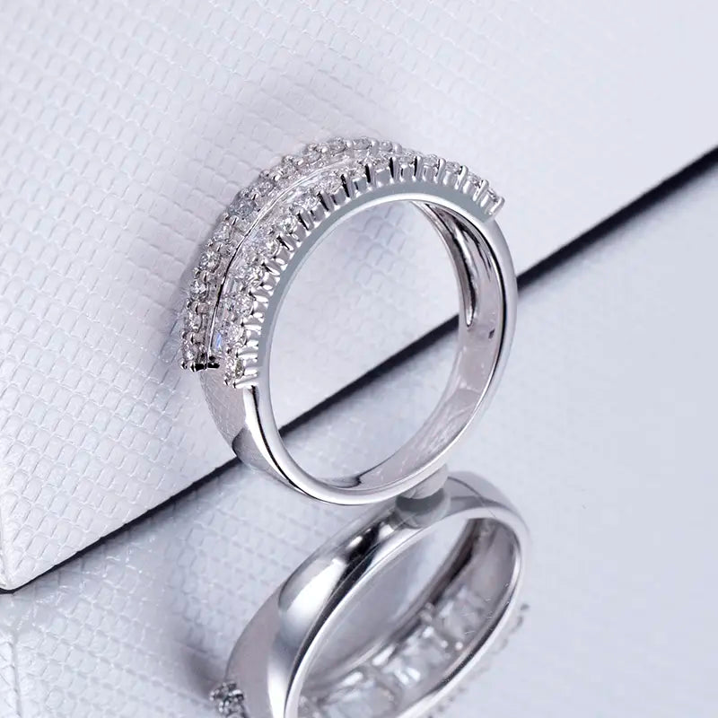 Eco-853 | 18K White Gold Baguette Brilliant Diamond Ring  By Ecogemma