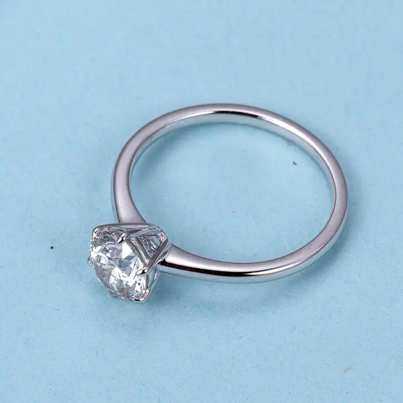 Eco-845 1CT Round VVS2 Lab-Grown Diamond Ring in 18K White Gold