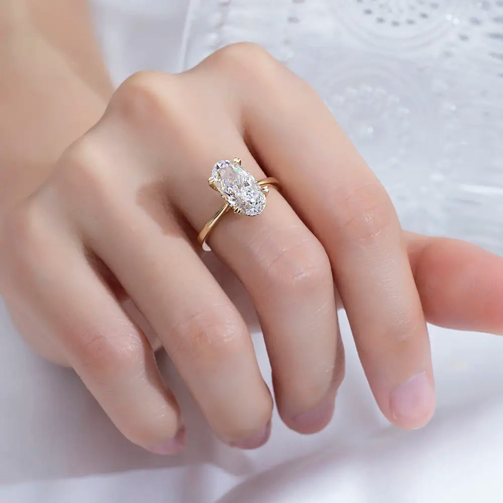 Eco-1811 | 9K Yellow Gold Oval Lab Diamond Ring
