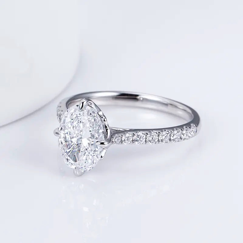 Eco-1416 | 18K White Gold Oval-Cut Lab-Grown Diamond Solitaire Ring