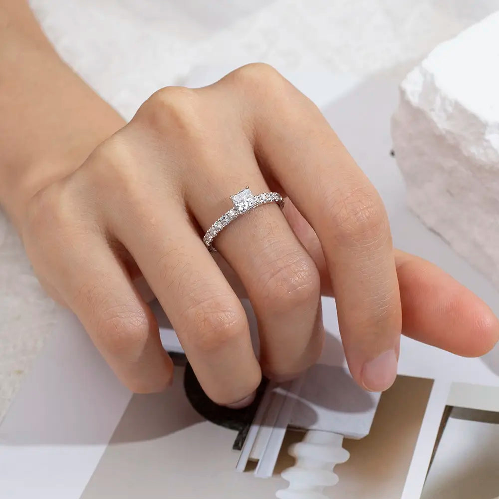 Eco-1700 | Square Princess-Cut Lab Diamond Halo Ring in 18K Gold  By Ecogemma