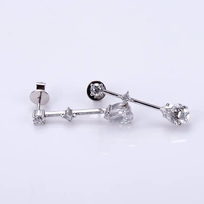 Ecoe-641 — The Geometry of Light Lab Diamond Drop Earrings