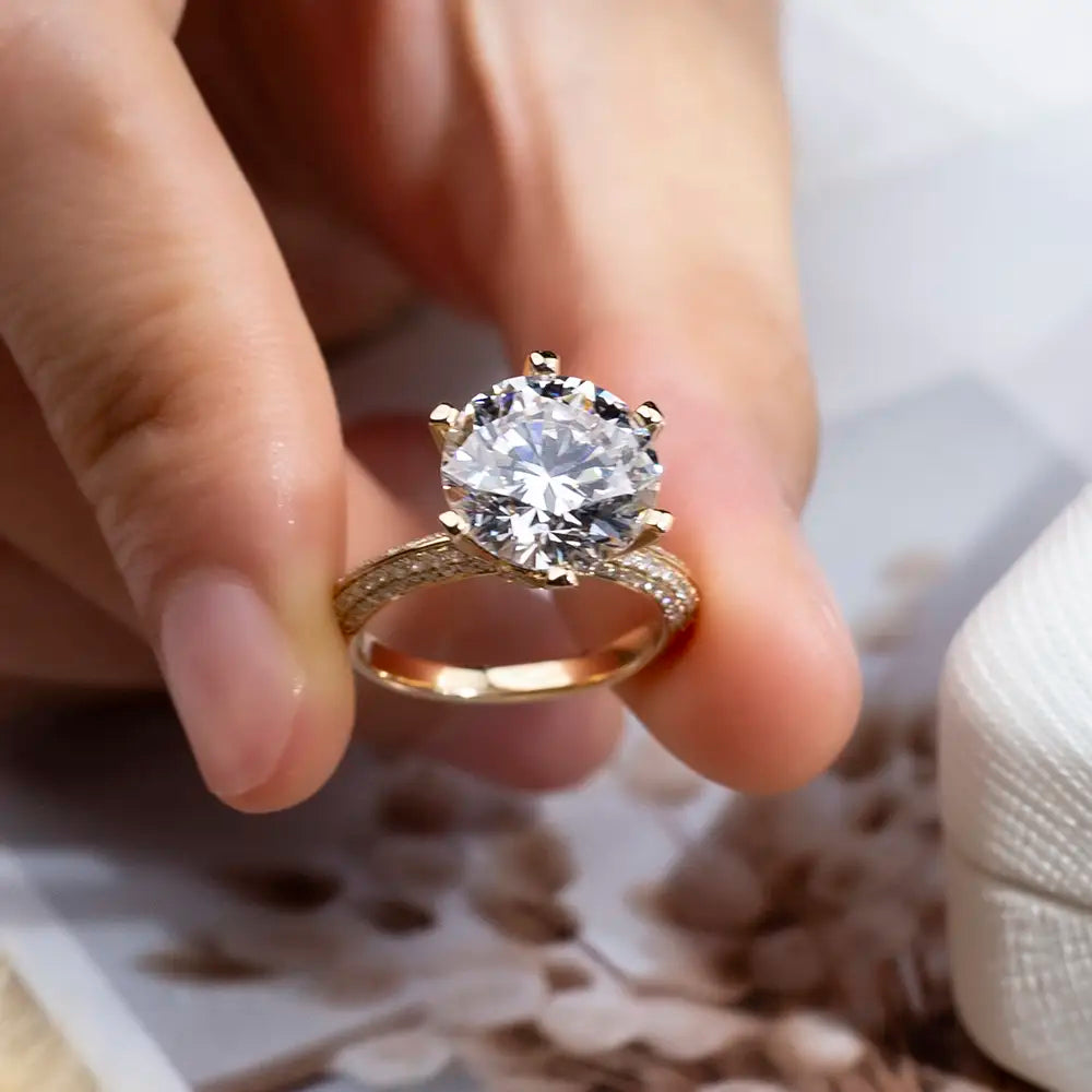 Eco-1665 | 18K White Gold 5CT Round Lab-Grown Diamond Ring